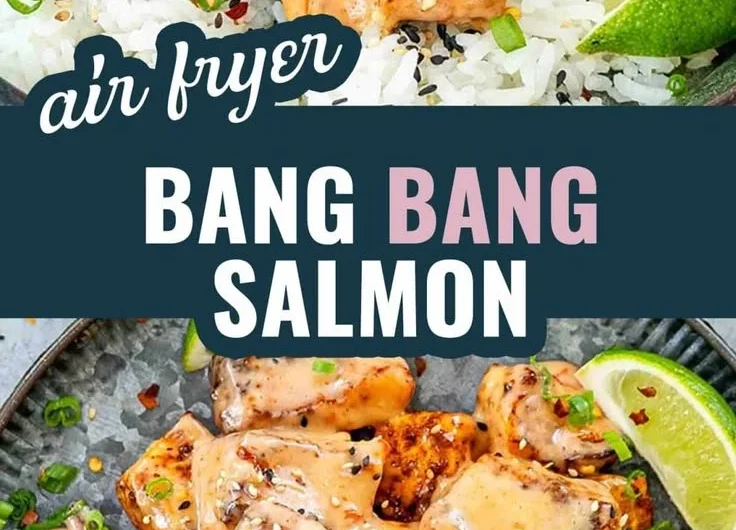 Bang Bang Salmon with spicy sauce, served on a plate