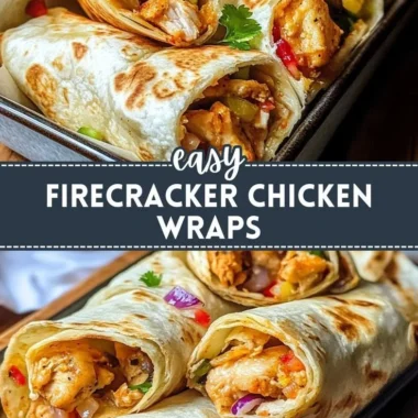 Delicious Firecracker Chicken Wraps filled with spicy chicken and fresh vegetables.