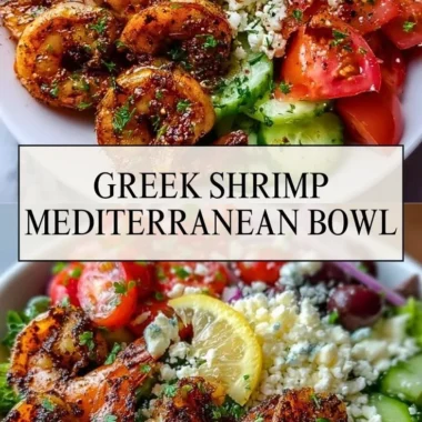 Greek Shrimp Mediterranean Bowl with fresh ingredients and vibrant flavors