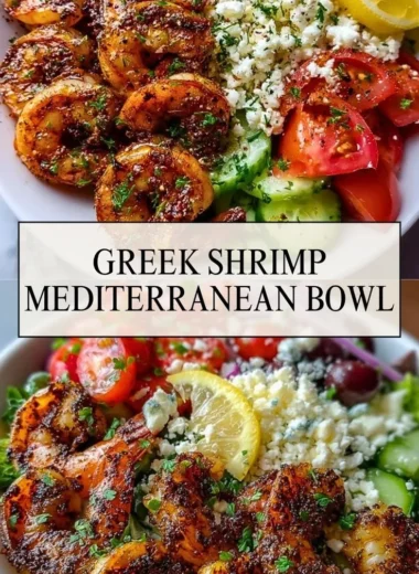Greek Shrimp Mediterranean Bowl with fresh ingredients and vibrant flavors