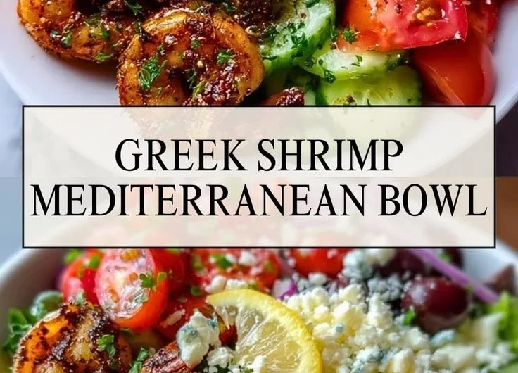 Greek Shrimp Mediterranean Bowl with fresh ingredients and vibrant flavors