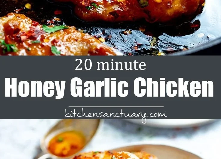 Delicious Honey Garlic Chicken served with fresh herbs