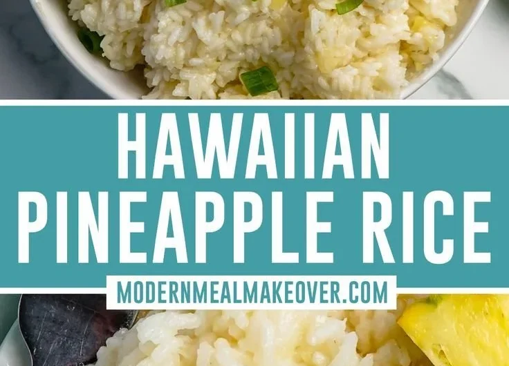 Delicious Pineapple Rice garnished with fresh pineapple and herbs