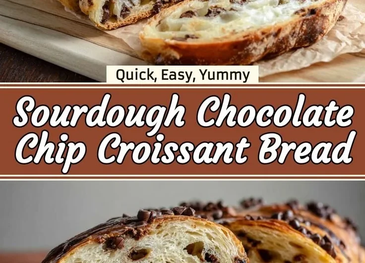 Sourdough chocolate chip croissant bread bites on a rustic wooden table