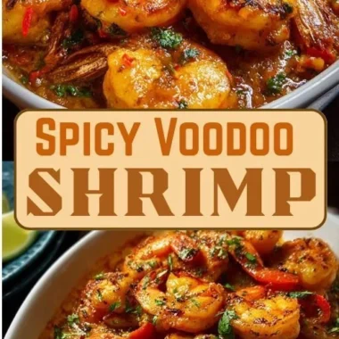 Delicious Spicy Voodoo Shrimp served on a plate with vibrant garnishes.