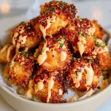 Crispy Air Fryer Bang Bang Chicken garnished with green onions