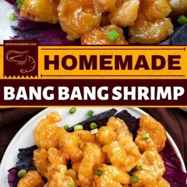 Crispy Air Fryer Bang Bang Shrimp served with dipping sauce.