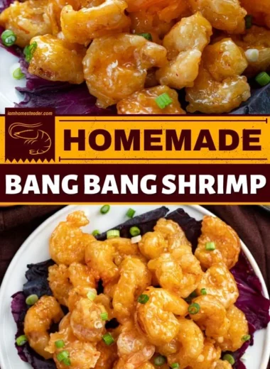 Crispy Air Fryer Bang Bang Shrimp served with dipping sauce.
