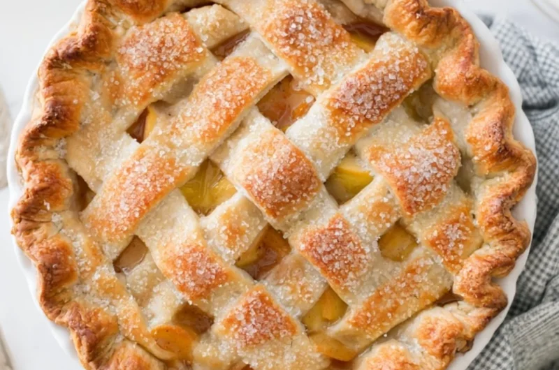 Homemade apple pie with fresh apples and golden flaky crust