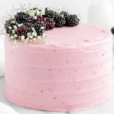 Delicious Blackberry Layer Cake with fresh blackberries and layered frosting