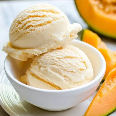 Delicious cantaloupe sea salt ice cream served in a bowl