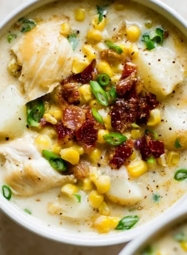Delicious Chicken Chowder with chicken, corn, and creamy broth