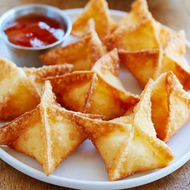 Crispy Crab Rangoon filled with cream cheese and crab meat served with dipping sauce