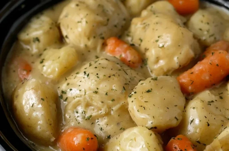 Crock Pot Creamy Ranch Chicken dinner recipe with creamy sauce and seasonings