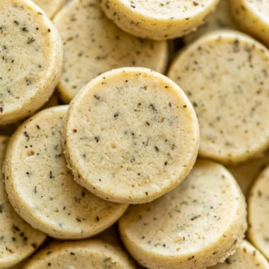 Earl Grey Shortbread Cookies freshly baked on a cooling rack.