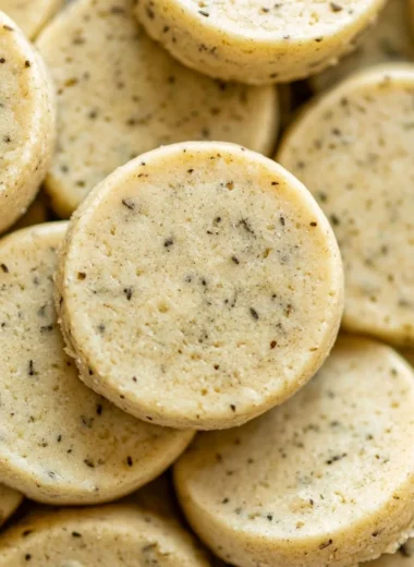 Earl Grey Shortbread Cookies freshly baked on a cooling rack.