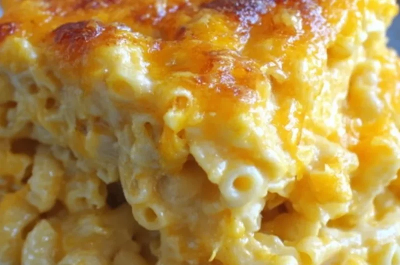 Delicious easy baked mac and cheese topped with crunchy breadcrumbs