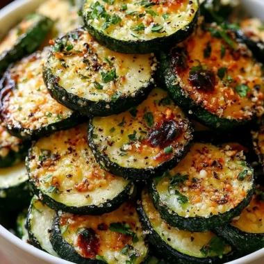Garlic Parmesan Roasted Zucchini on a plate ready to serve