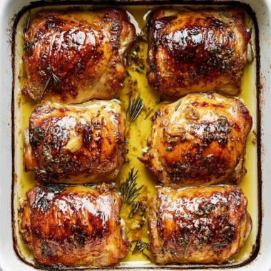Honey mustard chicken thighs cooked to perfection with a sweet glaze