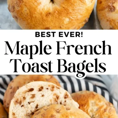 Delicious maple French toast bagels served on a plate