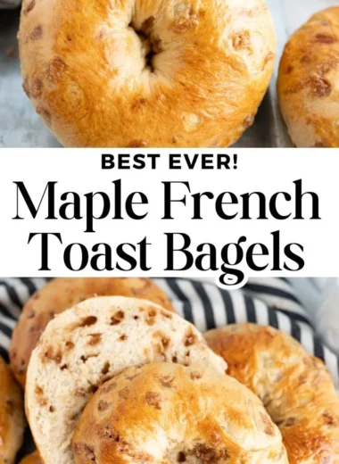 Delicious maple French toast bagels served on a plate