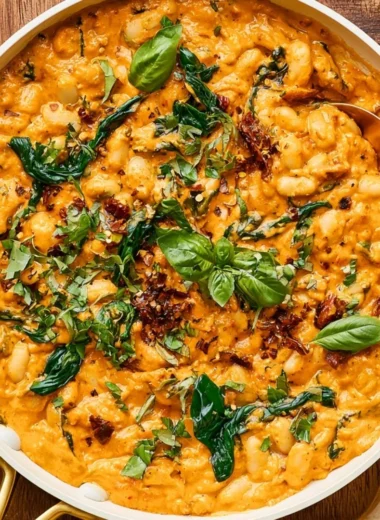 Delicious Marry Me White Beans served in a bowl with fresh herbs