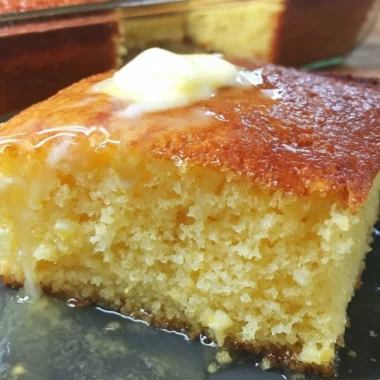 Moist Jiffy Cornbread fresh from the oven, golden and fluffy.