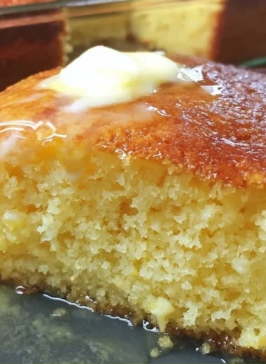 Moist Jiffy Cornbread fresh from the oven, golden and fluffy.