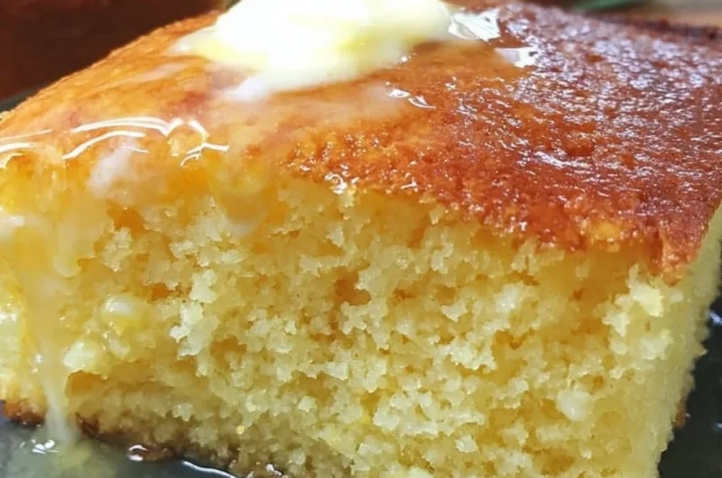 Moist Jiffy Cornbread fresh from the oven, golden and fluffy.