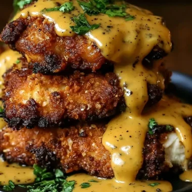 Delicious Pretzel Chicken served with dipping sauce