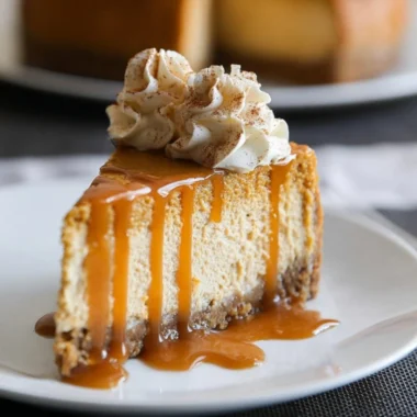 Delicious pumpkin cheesecake served on a plate, perfect for fall