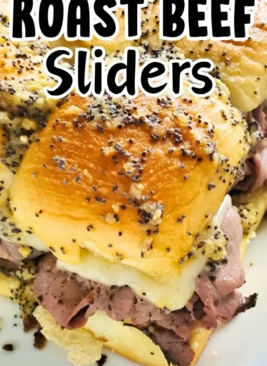 Plate of succulent roast beef sliders served with toppings