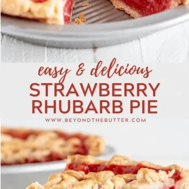 Homemade Strawberry Rhubarb Pie with flaky crust and fresh berries.
