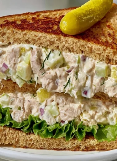 Cozy tuna salad sandwich with fresh ingredients on a rustic plate