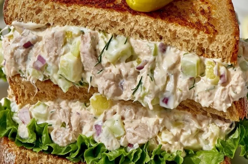 Cozy tuna salad sandwich with fresh ingredients on a rustic plate
