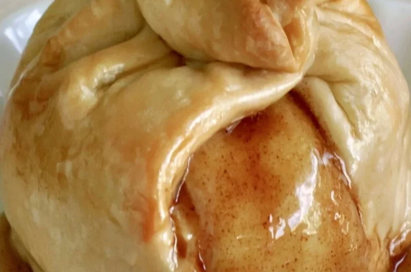Delicious homemade Apple Dumplings recipe and hymns display.