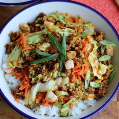 Delicious egg roll in a bowl served in a colorful dish