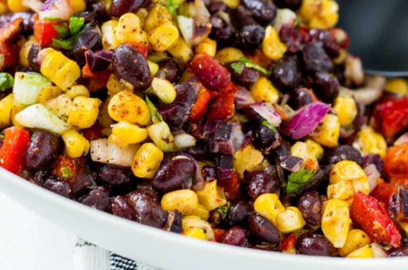 Bowl of cozy corn salsa with fresh ingredients and vibrant colors