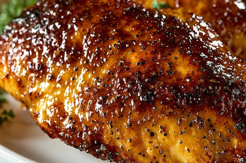 Cozy garlic brown sugar chicken dish with caramelized coating served on a plate.
