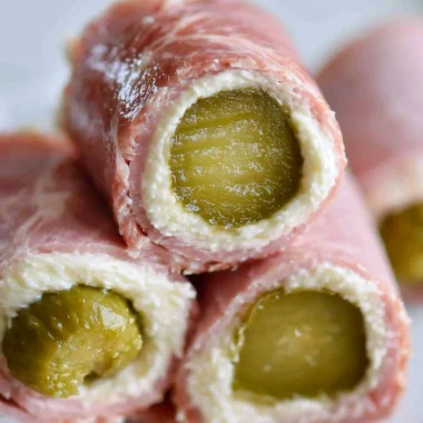 Delicious easy ham roll-ups ready to serve as appetizers