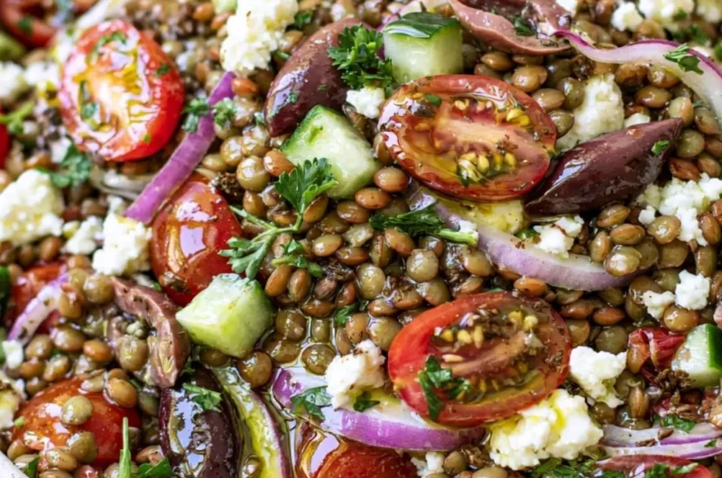 Colorful and nutritious Lentil Salad with fresh vegetables and herbs