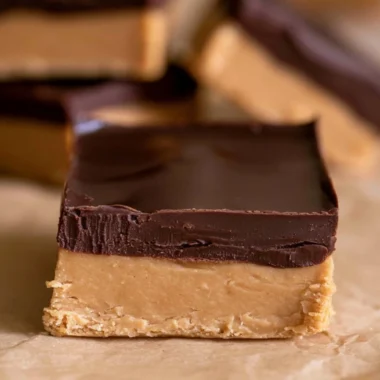 Delicious homemade Buckeye Bars with chocolate and peanut butter