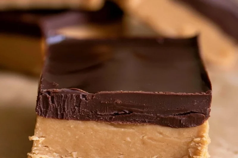 Delicious homemade Buckeye Bars with chocolate and peanut butter
