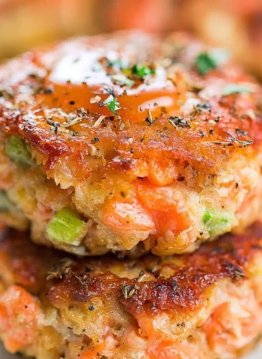 Crispy salmon cakes served with honey sriracha sauce on a plate